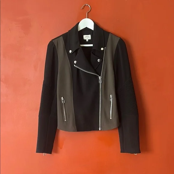 Aritzia Wilfred Black and Brown Bomber Jacket - Picture 1 of 16